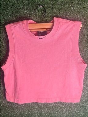 Nike Pink Cropped Tank Top with Small Swoosh
